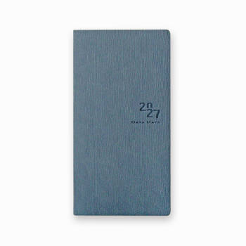 2027 DATA MATE  簡約質感48K皮製精裝橫式週誌-藍灰色
