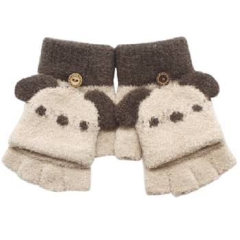 【2025秋冬】童羽毛可愛動物釣魚手套-淺駝