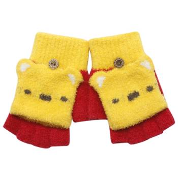 【2025秋冬】童羽毛可愛動物釣魚手套-紅