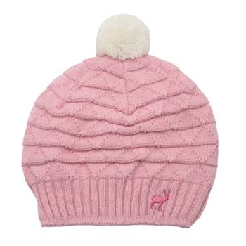 【2025秋冬】童CB刺繡三角紋雙層圓球帽中粉