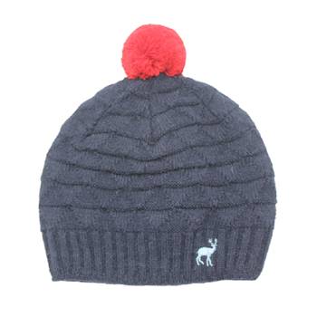 【2025秋冬】童CB刺繡三角紋雙層圓球帽海軍藍