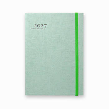 2027 DATA MATE  和風畫布32K精裝週誌筆記-湖水綠