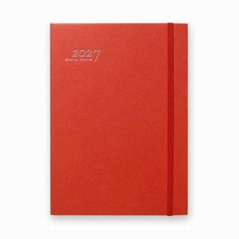 2027 DATA MATE  優雅和風25K皮套精裝週誌筆記-桔紅色