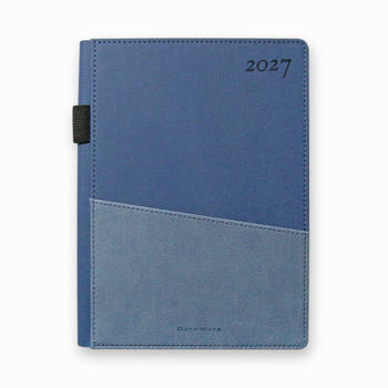 2027 DATA MATE  典藏25K皮製精裝橫式週誌-藍色
