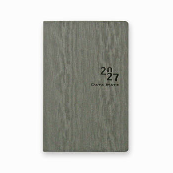 2027 DATA MATE  簡約質感90K皮製精裝橫式週誌-雲灰色