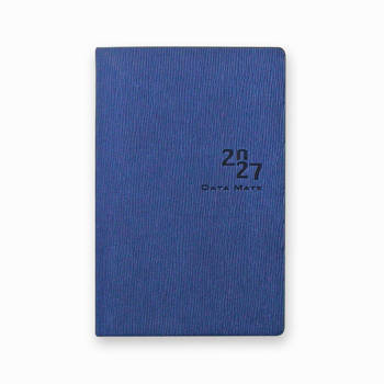 2027 DATA MATE  簡約質感90K皮製精裝橫式週誌-藍色