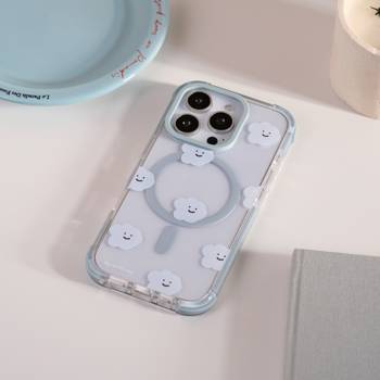 方坊 心情磁吸手機殼-灰藍-飄浮喜寶-iPhone 17