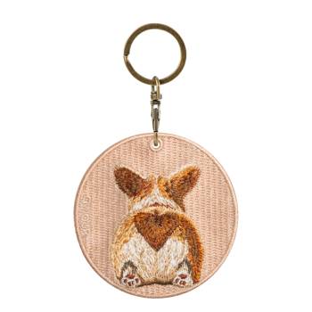 雙面刺繡吊飾-愛心屁股柯基