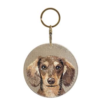 雙面刺繡吊飾-巧奶長毛臘腸