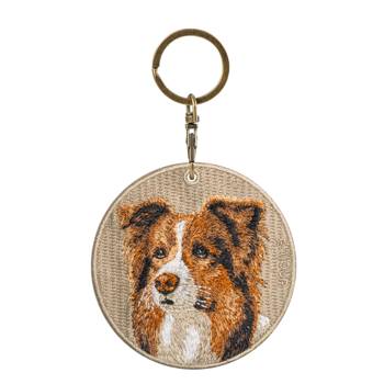 雙面刺繡吊飾-棕色邊境牧羊犬