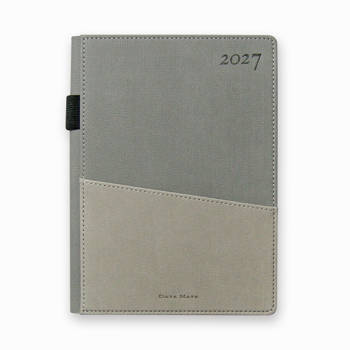 2027 DATA MATE  典藏25K皮製精裝橫式週誌-灰色