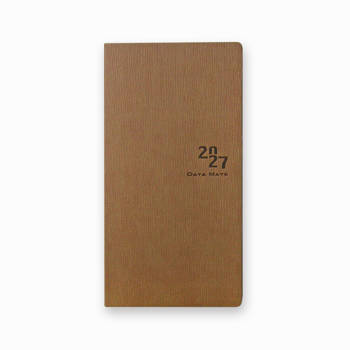 2027 DATA MATE  簡約質感48K皮製精裝橫式週誌-褐色