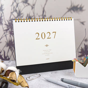 2027年25K簡約典雅橫式桌曆-雅黑金