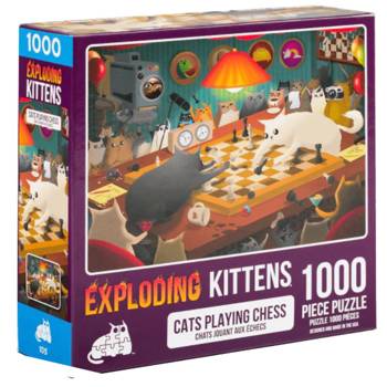 【Asmodee桌遊】爆炸貓1000片拼圖｜對弈中的貓｜Exploding Kittens Puzzle｜英文版