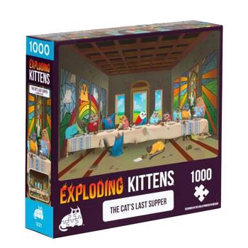 【Asmodee桌遊】爆炸貓1000片拼圖｜貓的最後晚餐｜Exploding Kittens Puzzle｜英文版