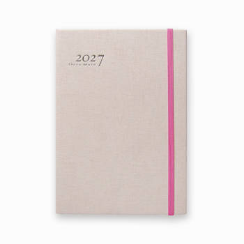 2027 DATA MATE  和風畫布32K精裝週誌筆記-淺粉紅